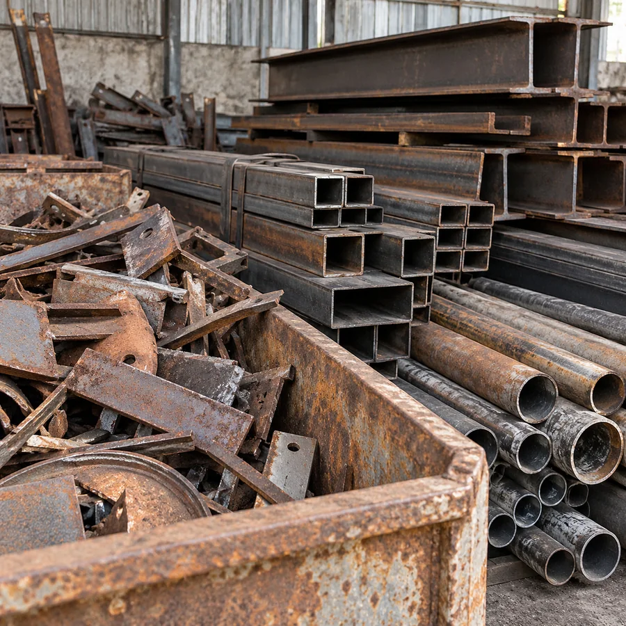 Peças de metal separadas para reaproveitamento